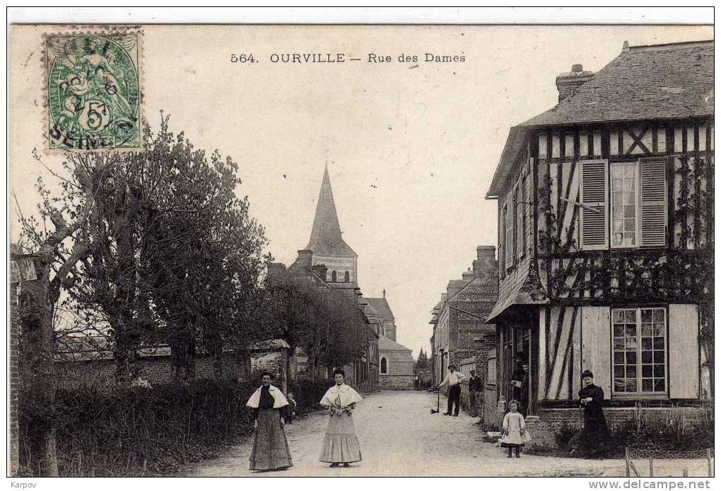 CPA ANIMEE - OURVILLE - RUE DES DAMES - Ourville En Caux