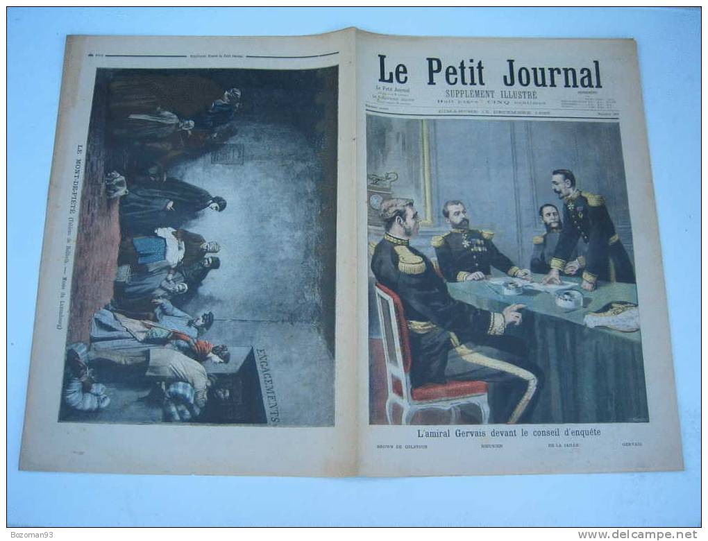 LE PETIT JOURNAL N° 0265 15/12/1895 AMIRAL GERVAIS DEVANT LE CONSEIL D'ENQUETE - Le Petit Journal