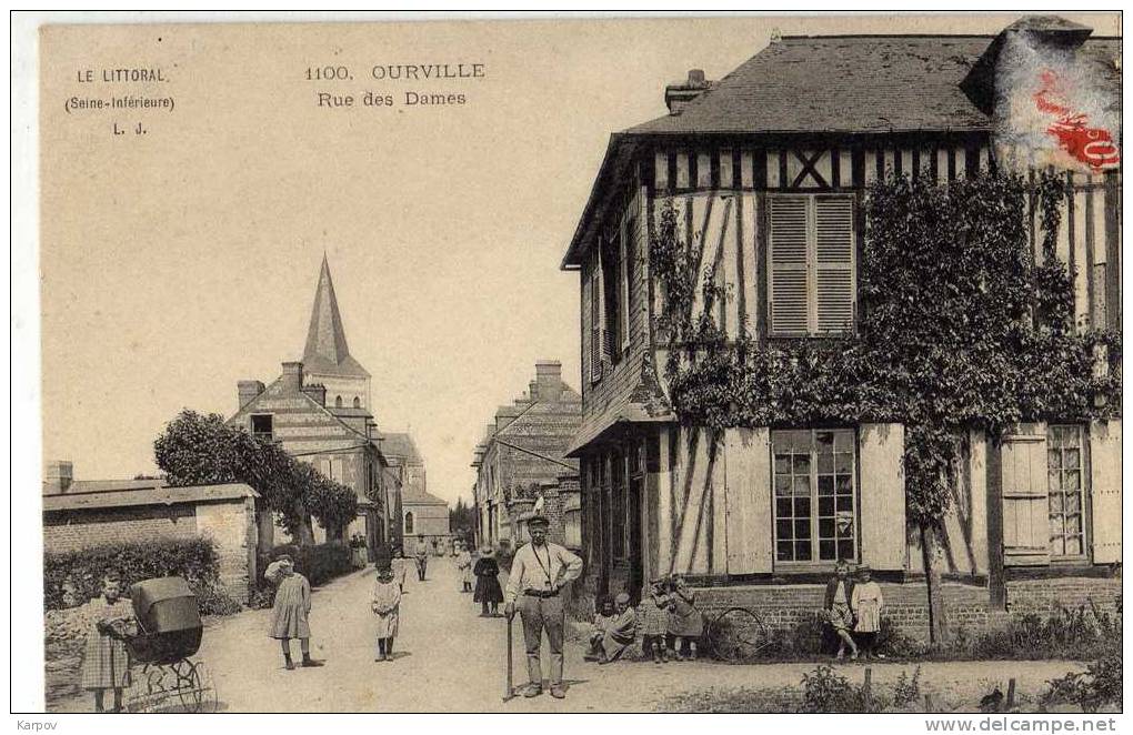 CPA ANIMEE - OURVILLE - RUE DES DAMES - Ourville En Caux