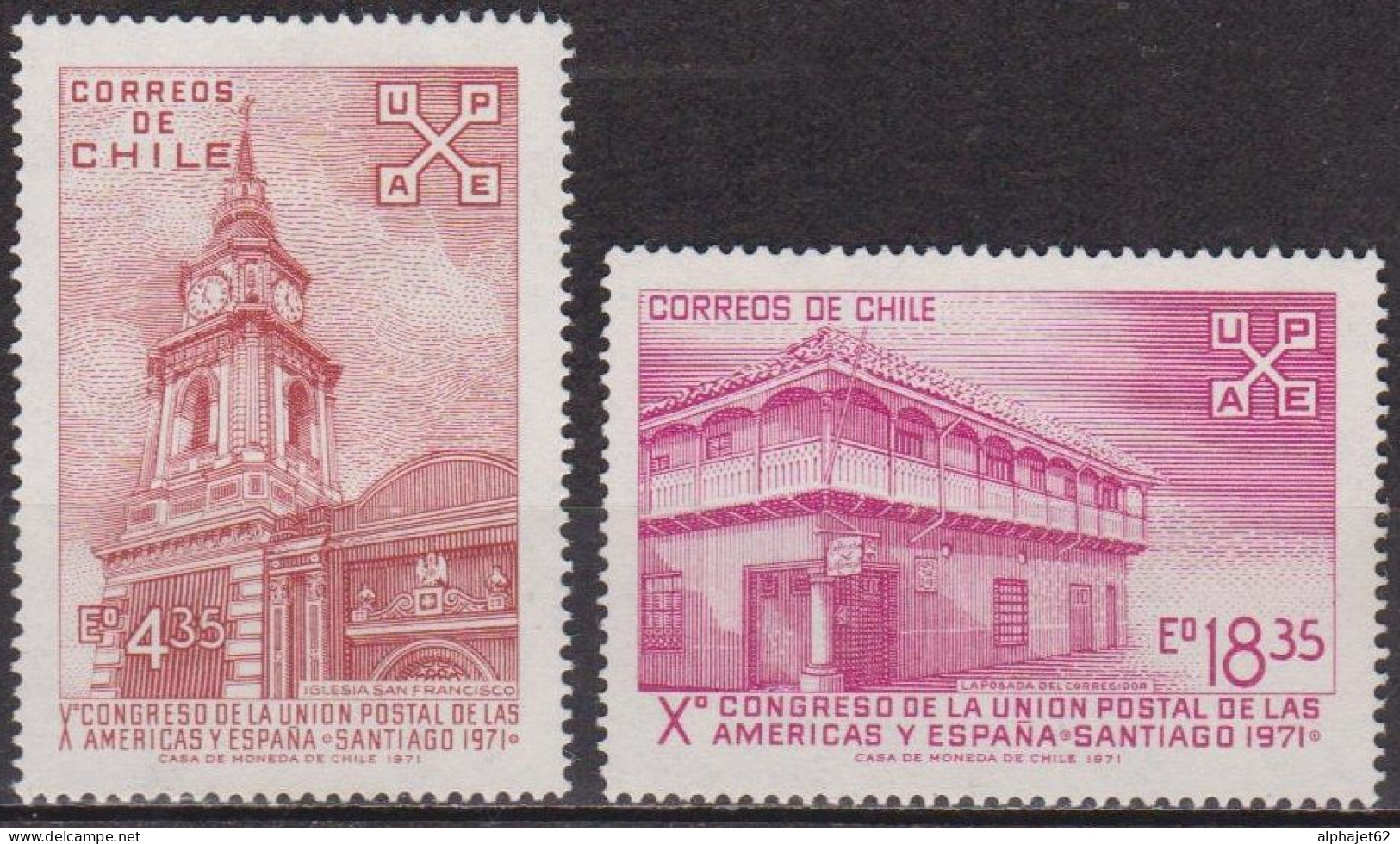 Union Postale Des Amériques - CHILI - Eglise Saint François - N° 371-373 - 1971 - Chile