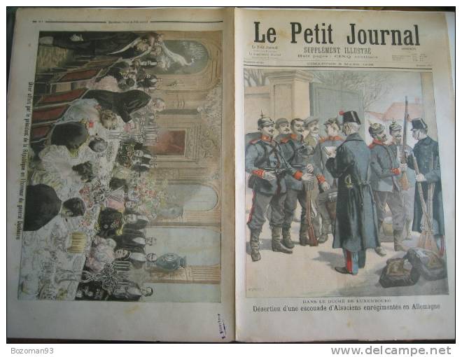 LE PETIT JOURNAL N° 0277 08/03/1896 DESERTION AU LUXEMBOURG D'ALSACIENS ENREGIMENTES EN ALLEMAGNE + Gal DUCHENE - Le Petit Journal