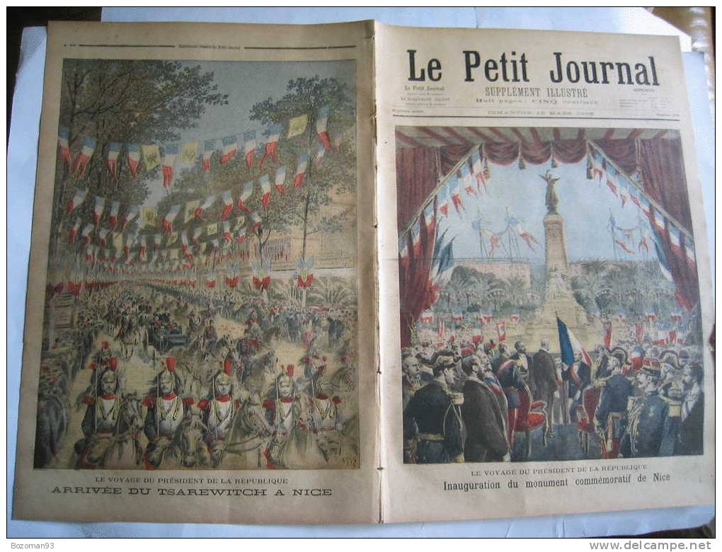 LE PETIT JOURNAL N° 0278 15/03/1896 ARRIVEE DU PdT FELIX FAURE ET DU TSAREVITCH A NICE - Le Petit Journal