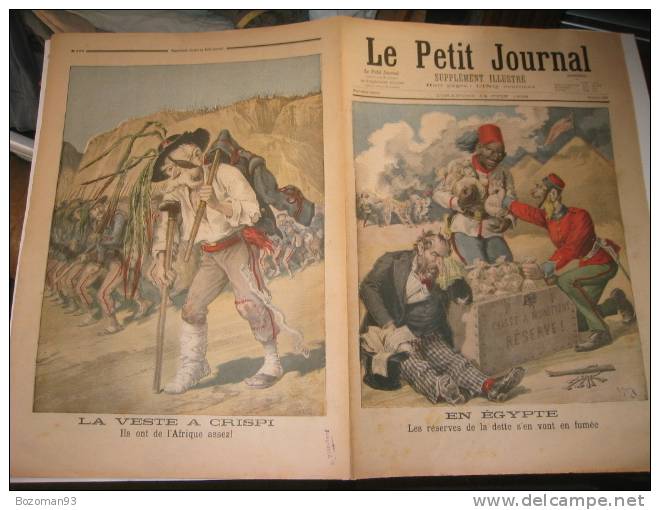 LE PETIT JOURNAL N° 0291 14/06/1896 DEFAITE ITALIENNE A CRISPI + EGYPTE LA DETTE - Le Petit Journal