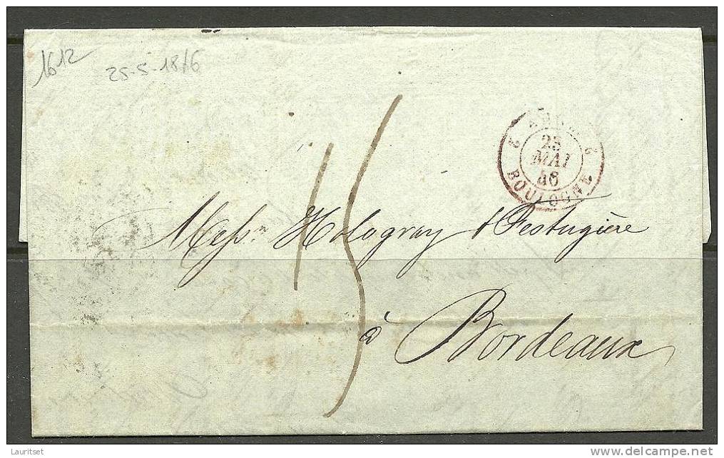 ENGLAND Great Britain Folded Cover-letter Sent 20.05.1846  From SUNDERLAND To France Bordeaux - Brieven En Documenten
