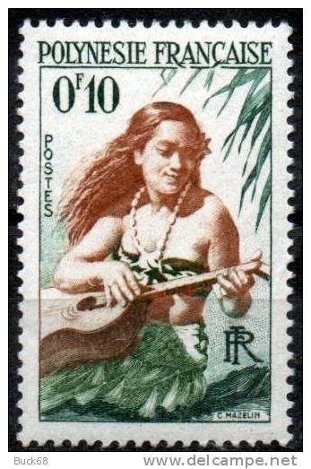 POLYNESIE FRANCAISE Poste  1 ** MNH : Vahiné De Tahiti Avec Guitare Hawaïenne - Unused Stamps