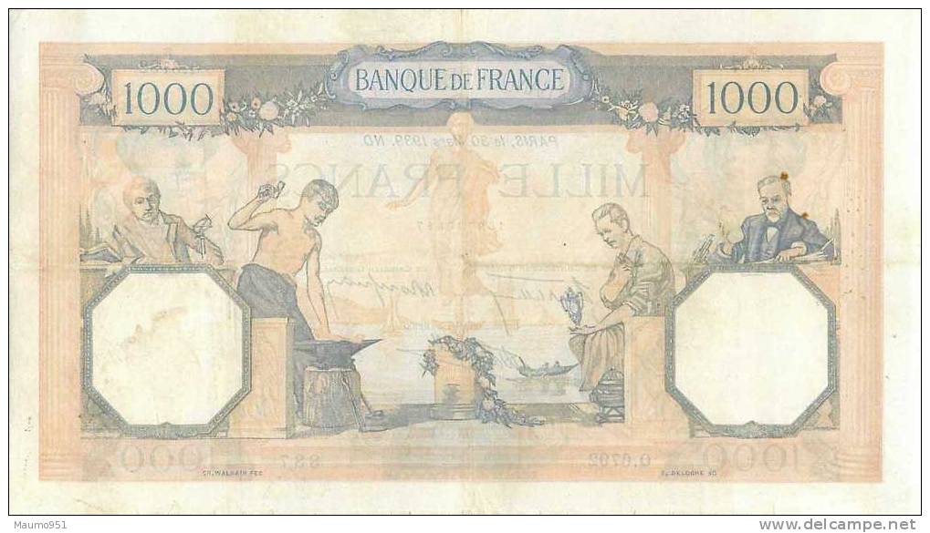 1000 FRANCS - ETAT STANDARD - 1 000 F 1927-1940 ''Cérès Et Mercure''