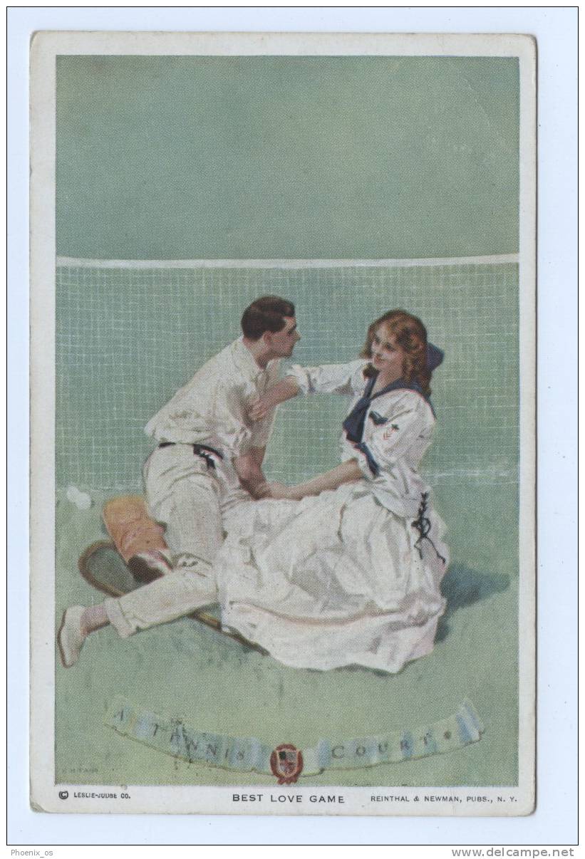 A - TENNIS - COURT. Old Postcard, 1913. - Tennis