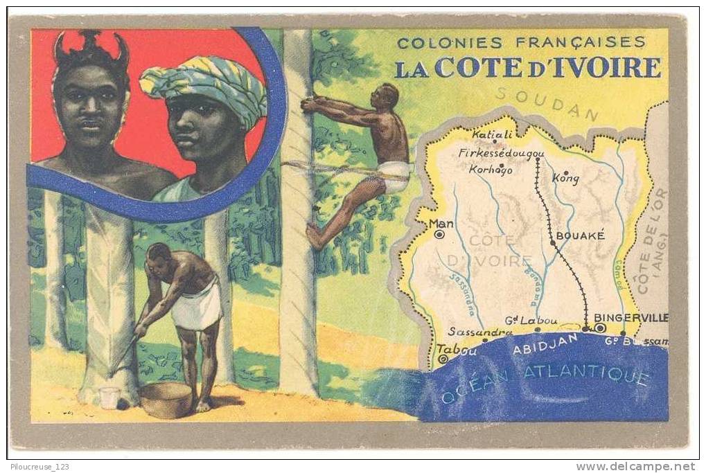 COTE D'IVOIRE - Carte Ancienne Les Colonies Françaises -Publicité Des Produits Du Lion Noir - - Côte-d'Ivoire