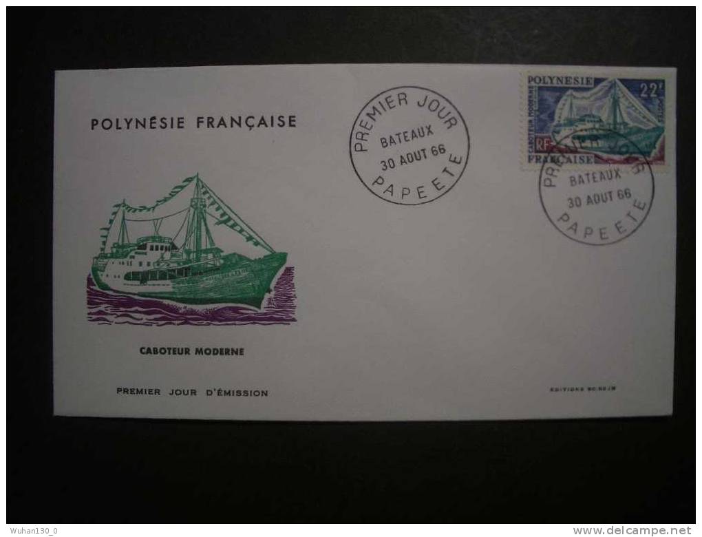 POLYNESIE  Frse   "  BATEAUX   "          6   F.D.C  Du  30  Aout  1966 - FDC