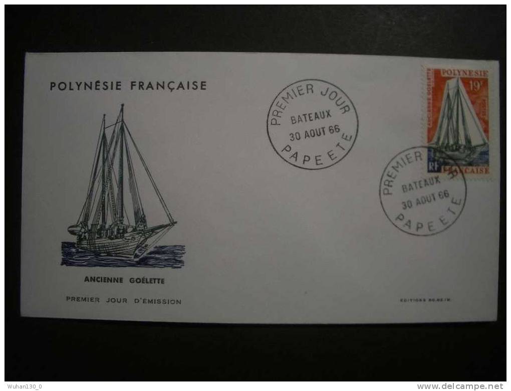 POLYNESIE  Frse   "  BATEAUX   "          6   F.D.C  Du  30  Aout  1966 - FDC