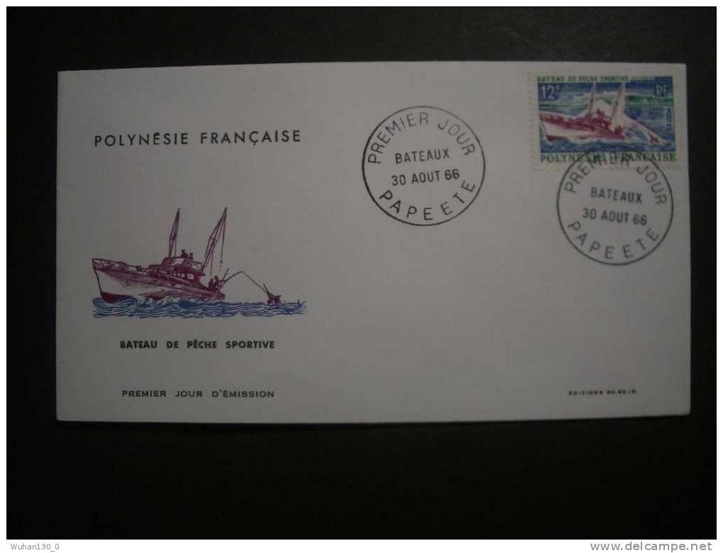 POLYNESIE  Frse   "  BATEAUX   "          6   F.D.C  Du  30  Aout  1966 - FDC