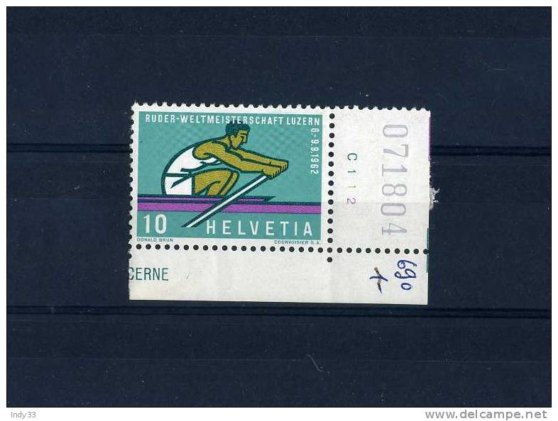 -  SUISSE 1960/69 . TIMBRE 1962 BORD DE FEUILLE AVEC NUMERO - Nuevos