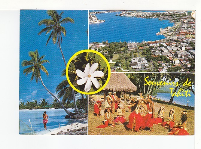 TATHITI -  4 Vues : Ville De PAPEETE -  Fille Sur La Plage - Groupe De Danse  "Paulina Et Salomon " - Tiaré Tahiti - Polynésie Française