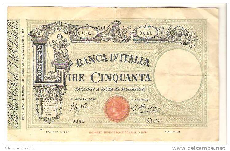 2855)bellissimo 50 Lire Banca D' Italia Del 12-12-1934 Vedi Foto - 50 Lire