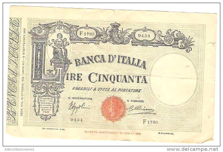 2863)bellissimo 50 Lire Banca D´ Italia Del 16-10-1935 Vedi Foto - 50 Liras