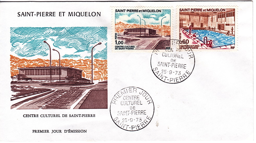 1973  Centre Culturel De Saint Pierre  FDC Non Adressé  Maury 440-1 - FDC
