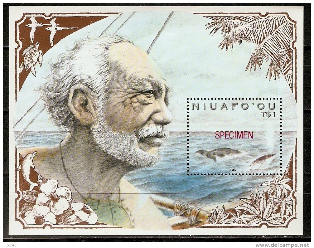 Niuafo`ou (Tonga) 1990 Polynesian Whaling (Specimen Mini Sheet) - Tonga (1970-...)