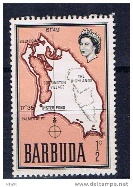 Barbuda+ 1968 Mi 12 Mh Karte Der Insel - Barbuda (...-1981)