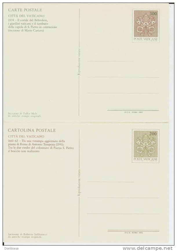 Vaticano 1982: Antiche Vedute. Serie Completa 8 Cartoline Postali NUOVE In 2 Contenitori (interi Postali) - Entiers Postaux