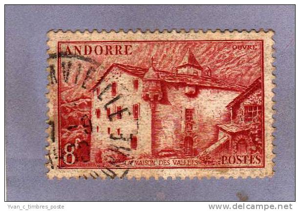 ANDORRE FRANCAIS TIMBRE N° 128 OBLITERE PAYSAGES LA MAISON DES VALLEES - Usados