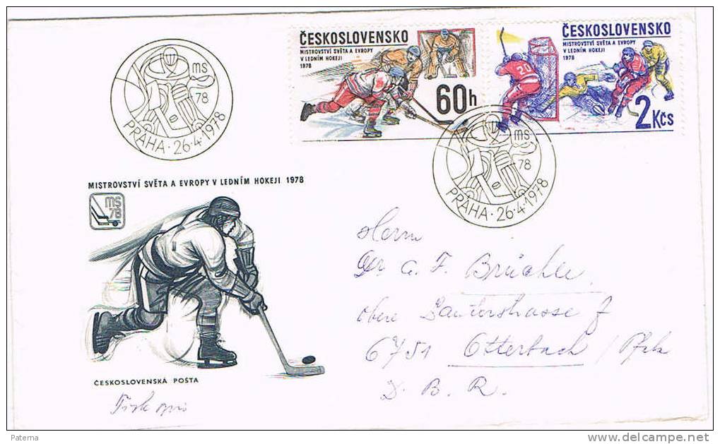 Carta, PRAHA 1978 , (Checoslovaquia) , Cover, Lettre, Jockey Sobre Hielo - Hockey (sur Glace)