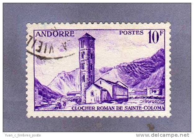 ANDORRE FRANCAIS TIMBRE N° 144 OBLITERE PAYSAGES CLOCHER DE SAINTE COLOMA - Usati