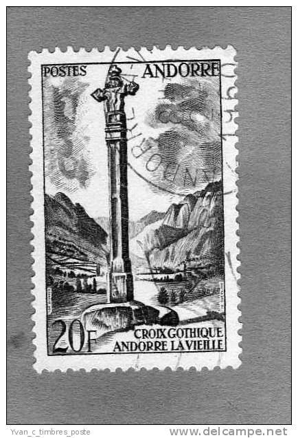 ANDORRE FRANCAIS TIMBRE N° 148 OBLITERE PAYSAGES CROIX GOTHIQUE A ANDORRE LA VIEILLE - Usados