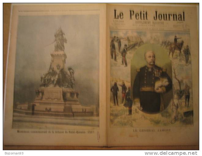 LE PETIT JOURNAL N° 0299 16/08/1896 LE Gal JAMONT + MONUMENT COMMEMORATIF DE LA DEFENSE A SAINT QUENTIN - Le Petit Journal