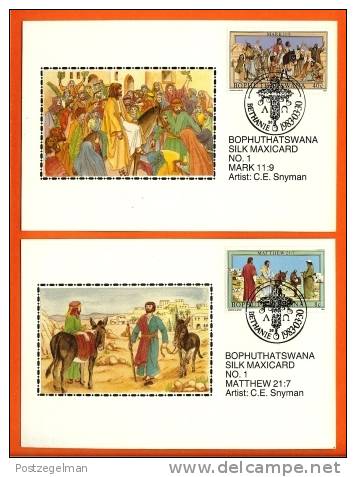 BOPHUTHATSWANA 1983 Unofficial Silk Maxicards Easter 104=107 (2 Only) - Pascua