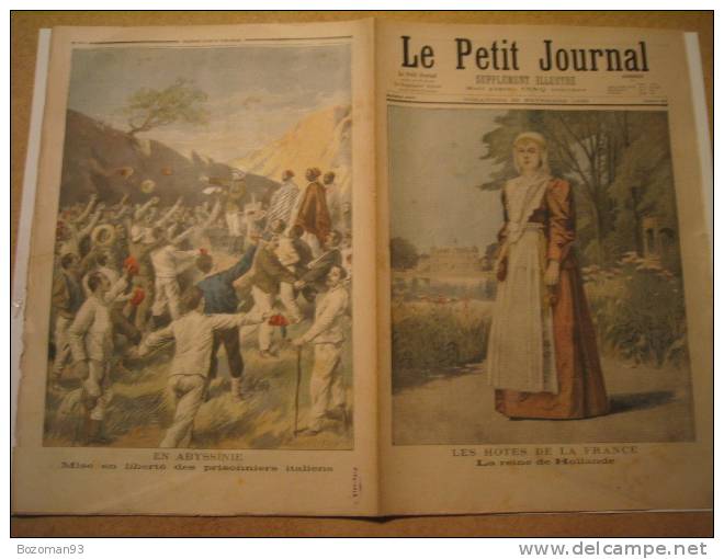 LE PETIT JOURNAL N° 0315 29/11/1896 LA REINE DE HOLLANDE + PRISONNIERS ITALIENS LIBERES EN ABYSSINIE - Le Petit Journal