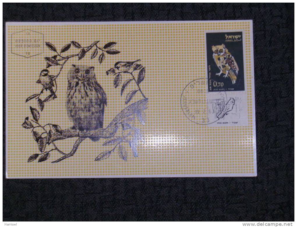 ISRAEL MAXIMUM CARD 1963 AIRMAIL BIRDS OF ISRAEL SET OF 3 - Maximumkaarten