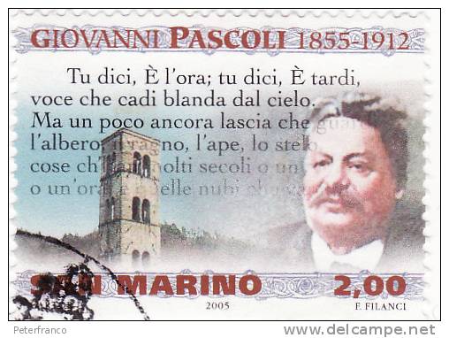 2005 San Marino - Giovanni Pascoli (poeta) - Oblitérés