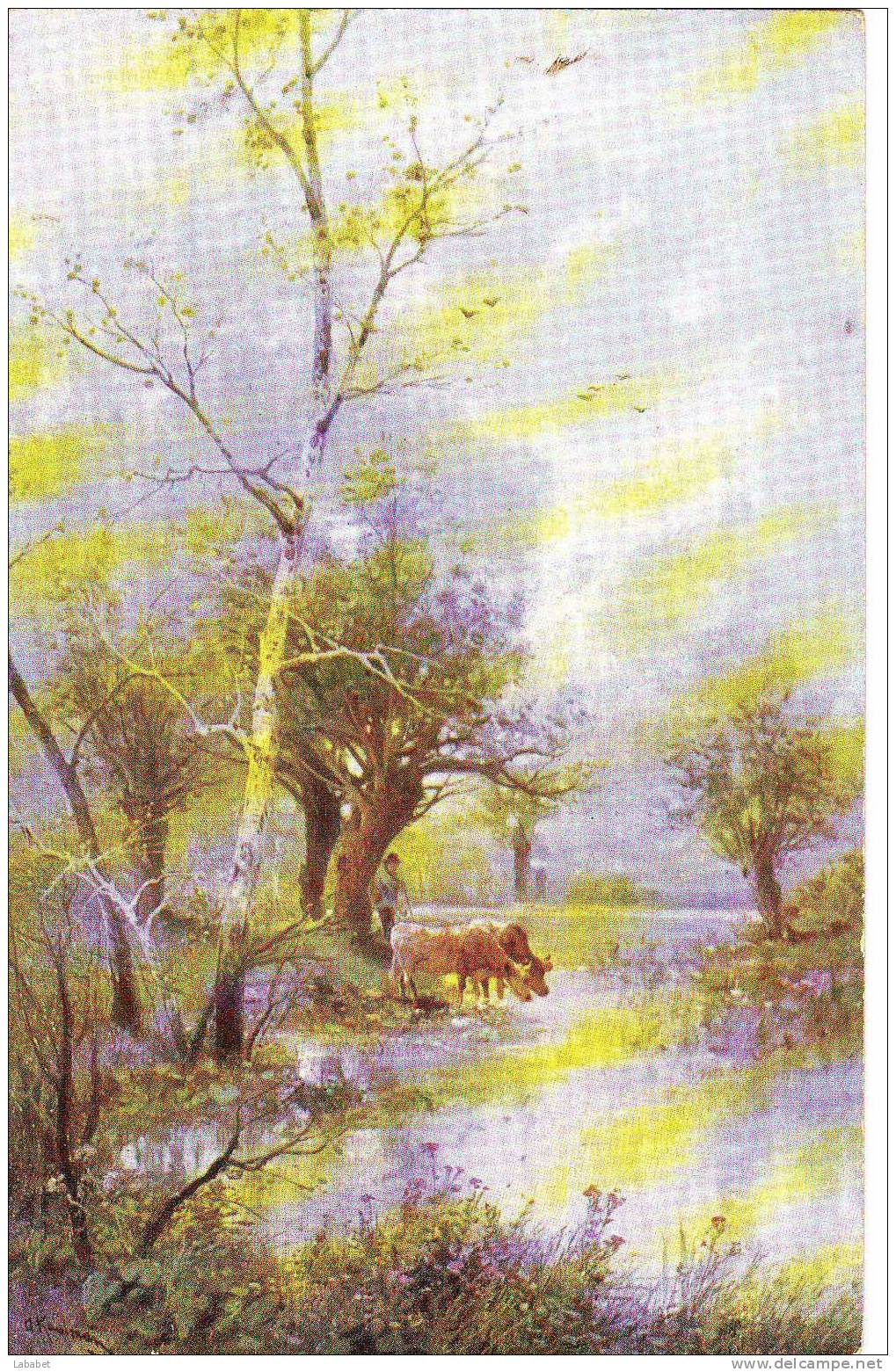 CARTE ILLUSTREE PAR RAPHAEL TUCK PAYSAGE AVEC VACHES - Tuck, Raphael