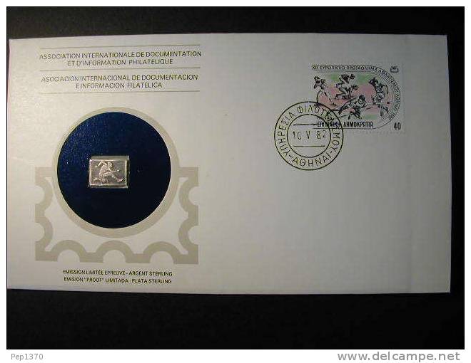 GRECIA 1982 - FDC CON LINGOTE DE PLATA (Silver Bullion)  - ATLETISMO - Covers & Documents