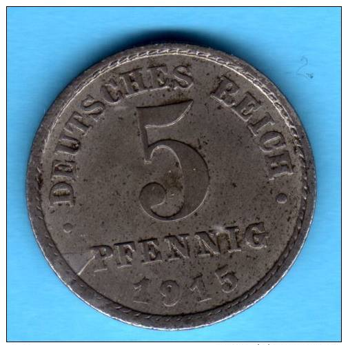 ALEMANIA GERMANY DEUTSCHLAND   -  1ª Guerra Mundial   - WWI    5 Pfennig 1915 F   Fe KM19 - Otros & Sin Clasificación