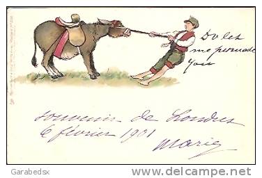 CPA De Raphael Tuck & Sons "Write Away" N° 338 - Jeune Garçon Tirant Un Ane / Young Boy Pulling A Donkey. - Tuck, Raphael