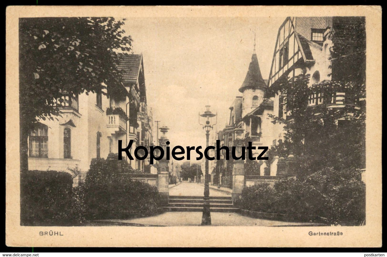 ALTE POSTKARTE BRÜHL BEI KÖLN GARTENSTRASSE STRASSENLATERNE BELEUCHTUNG GASLATERNE GASLAMPE Ansichtskarte Cpa Postcard - Bruehl