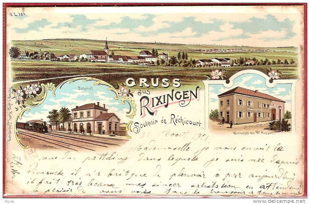 57 - GRUSS AUS RIXINGEN - RECHICOURT LE CHATEAU  - LITHO GARE - Rechicourt Le Chateau