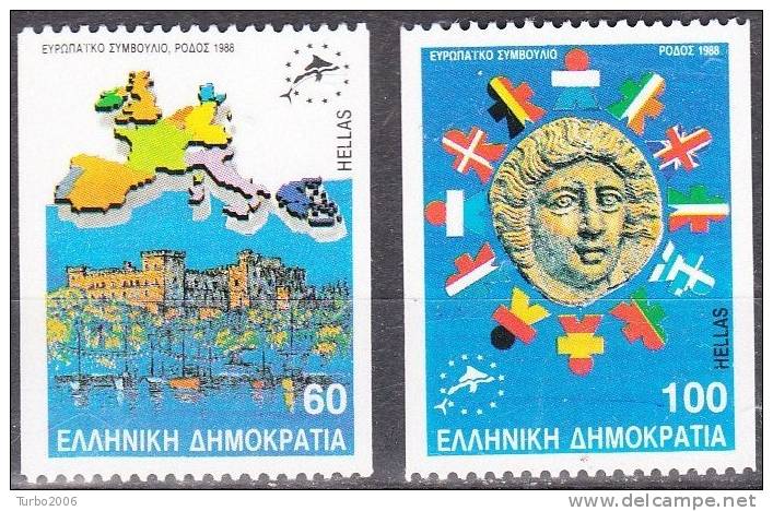 GREECE 1988 European Councel / Rhodos Meeting 2 Sides Perforated MNH Set Vl. 1772A / 1773A - Neufs