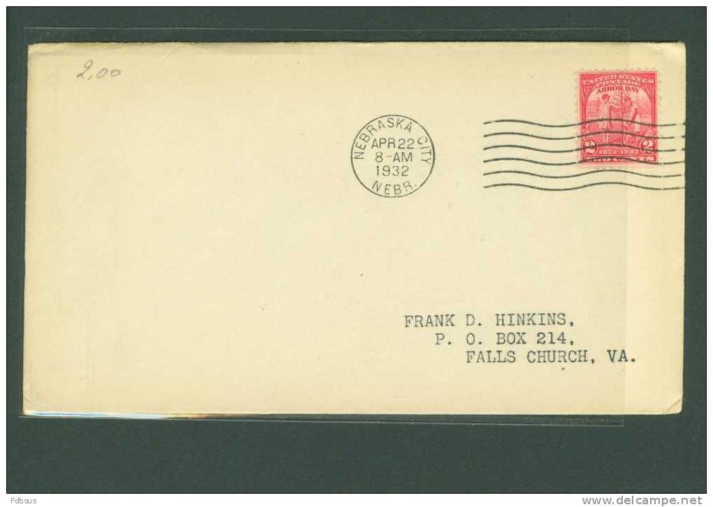 FDC 1932  ENVELOPPE VAN  NEBRASKA CITY TO  FALLS CHURCH With Stamp Scott Nr 717 - 1851-1940