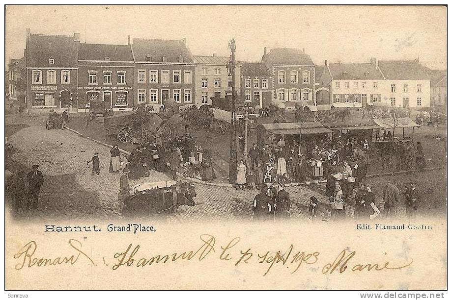 Hannut. Grand´Place (1903,marché) - Hannut