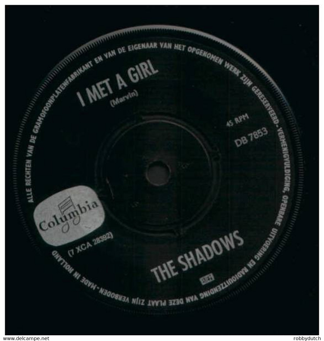 * 7" *  THE SHADOWS - I MET A GIRL / LATE NIGHT SET (Holland 1965) - Disco, Pop