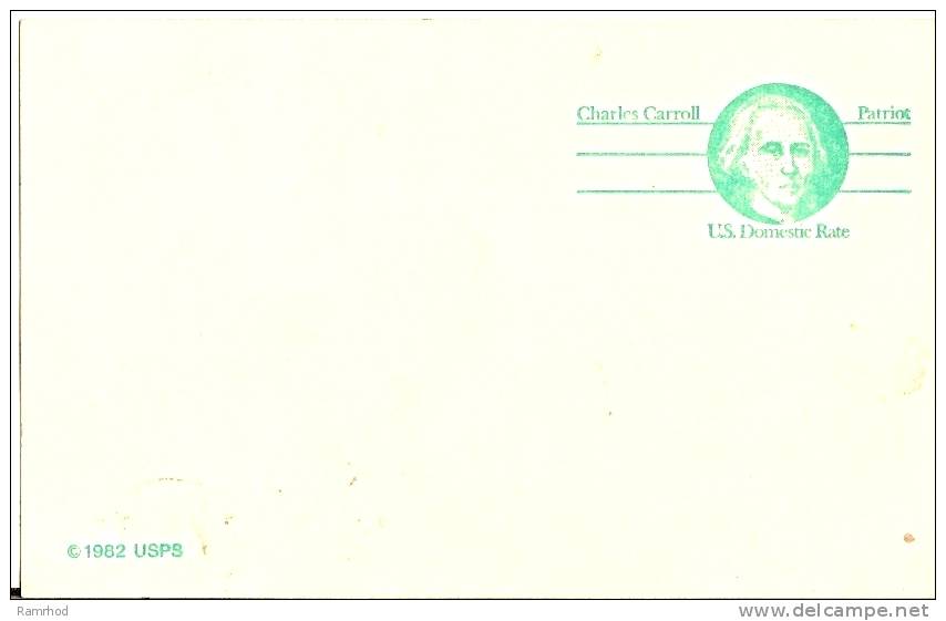 USA 1982 CARD CHARLES CARROLL UNUSED - Lettres & Documents