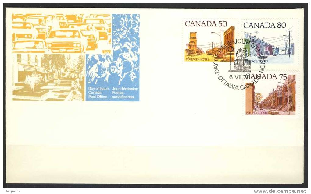 1977-82 CANADA Definitives FDC " 50,75, 80 Cent  Street Scenes" Official Post Office Issue - 1971-1980