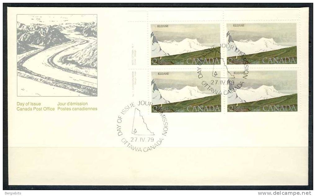 1977-82 CANADA Definitives FDC Plate Block Of 4 " 2 Dollars  Kluane National Park " Official Post Office Issue - 1971-1980