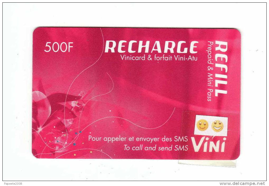 VINI Recharge De 500 F CFP - Rose "Plastifiée" - 4° Modèle - TBE à LUXE - Französisch-Polynesien