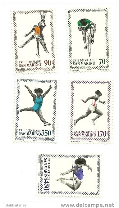 1980 - 1058/62 Olimpiadi Mosca    ++++++ - Neufs