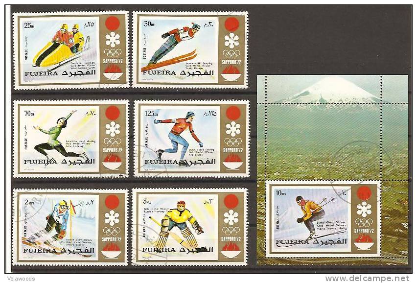 Fujeira - Serie Completa Usata + Foglietto: Vincitori Delle Olimpiadi Invernali Di Sapporo 1972 - Hiver 1972: Sapporo