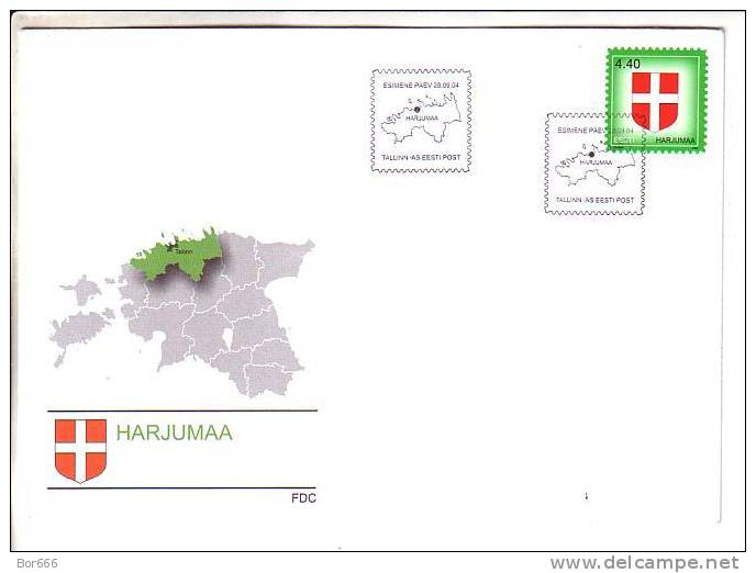 GOOD ESTONIA FDC 2004 / 14 - Coat Of Arms - Harjumaa - Estonia