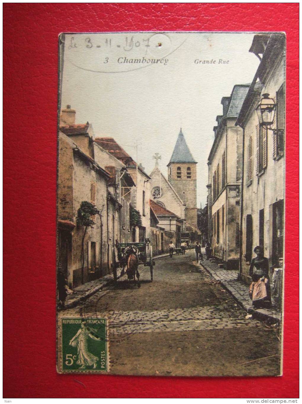 78 - CHAMBOUCY - GRANDE RUE - TRÈS BELLE CARTE - ATTELAGE .... - Chambourcy